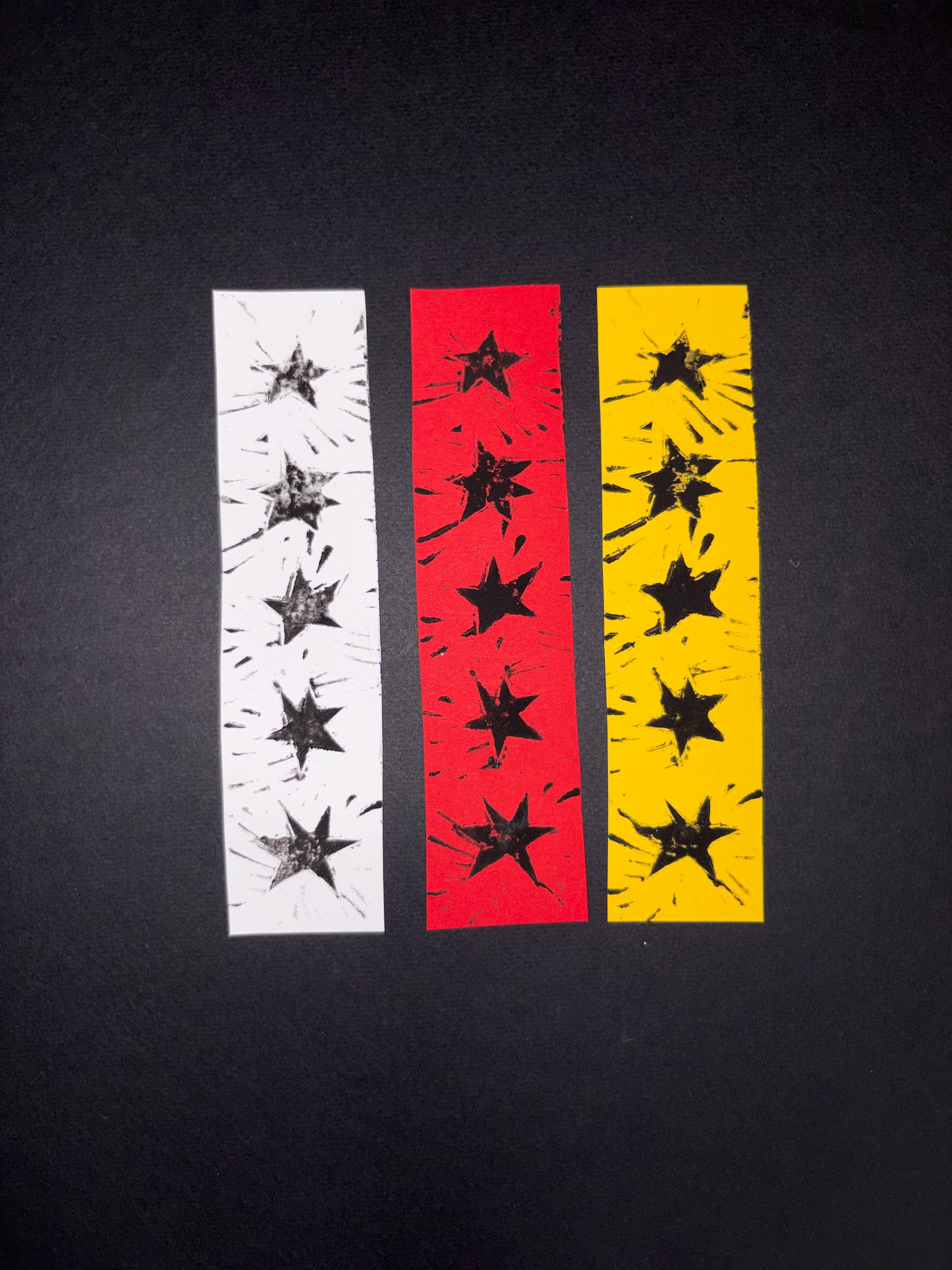 A lino-printed bookmark, 2026