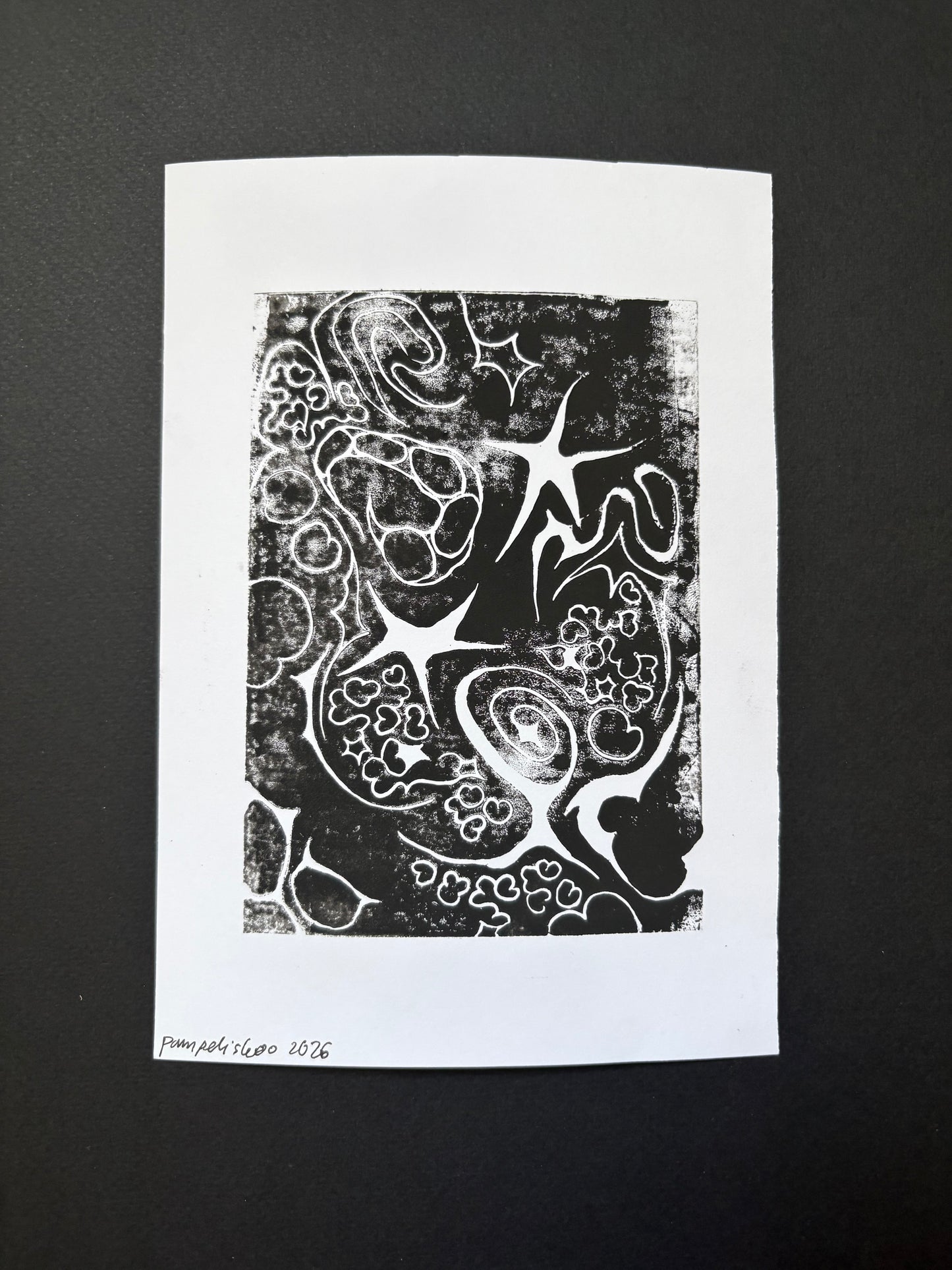 A lino-printed abstract, 2026