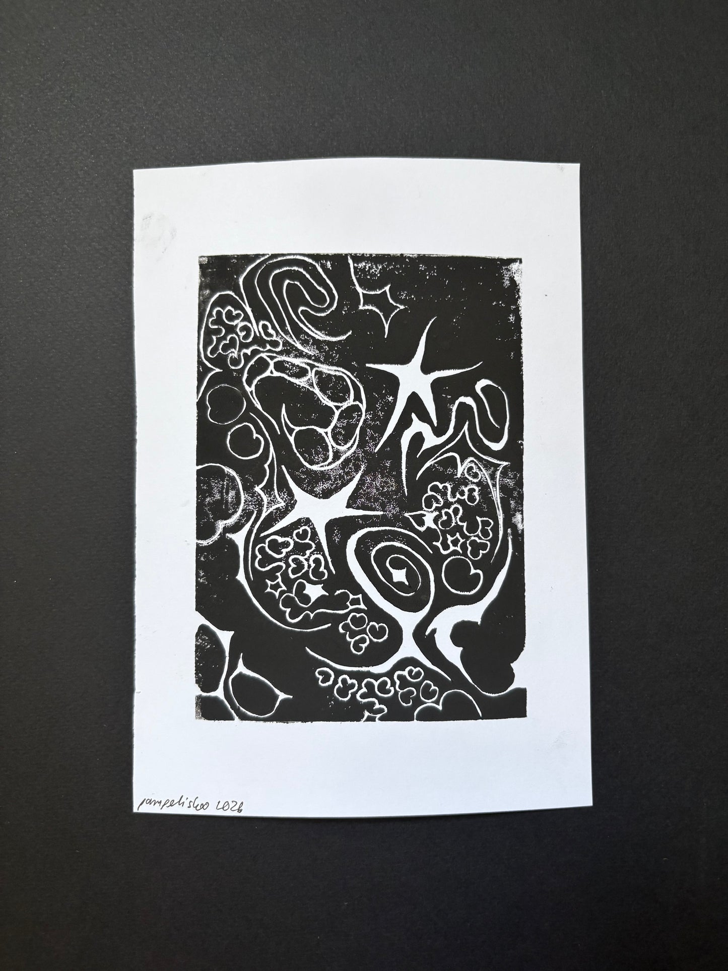 A lino-printed abstract, 2026