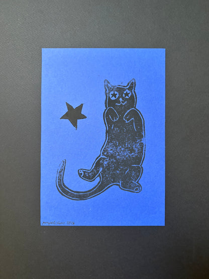 A lino-printed cat, 2026