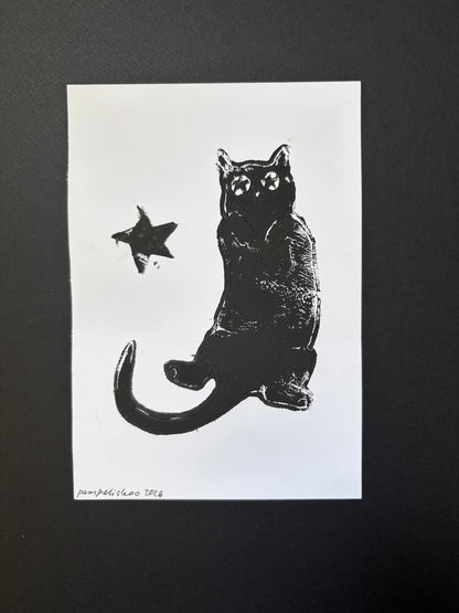 A lino-printed cat, 2026